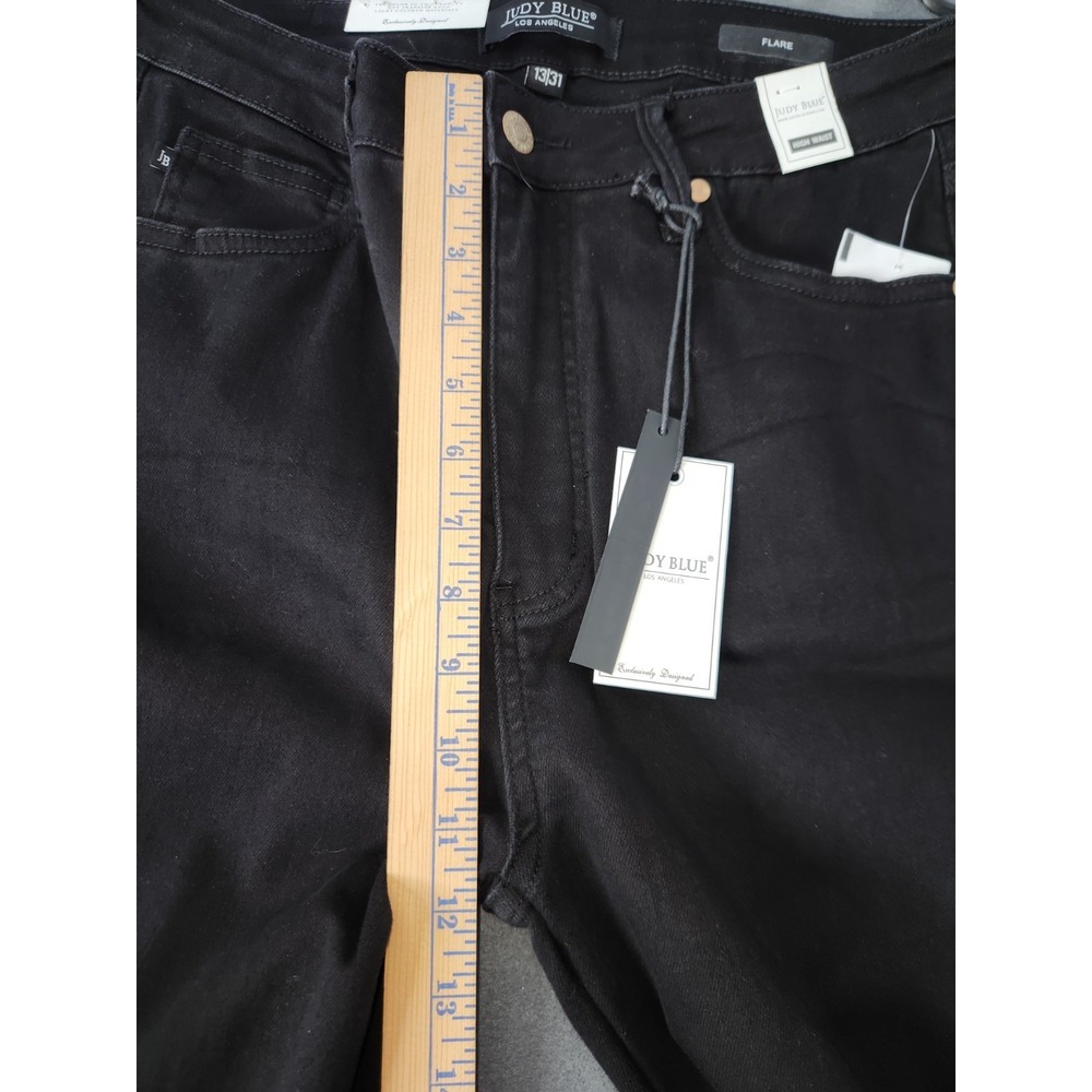 Judy Blue Pull On Flare Jeans Womens 13/31 Black High Waist Stretch Western NWT - Picture 4 of 13